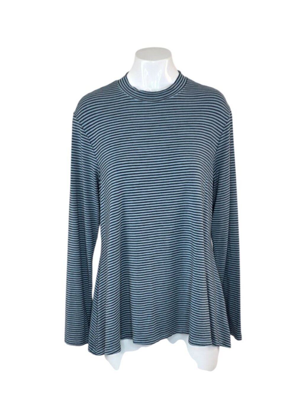 Cutloose Stretch Striped Long Sleeve Drapey Shirt, Blue, Size Small